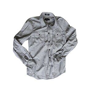 Eighty Eight Platinum Striped Button-Up Shirt With Snap Pockets - s